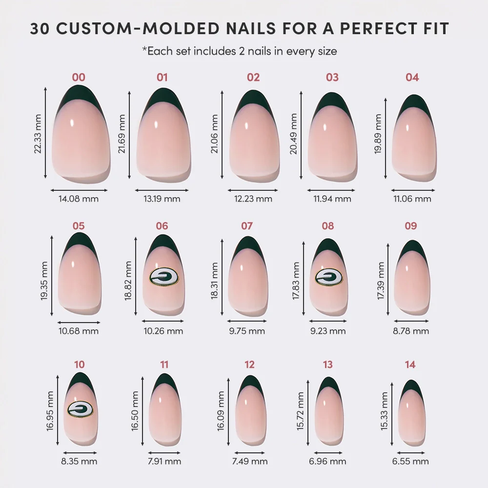 Green Bay Packers Press-On Nail Set