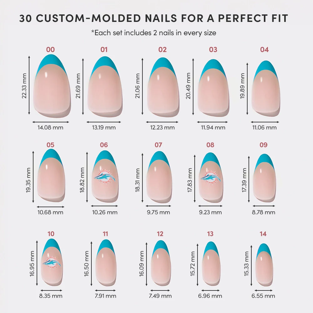 Miami Dolphins Press-On Nail Set